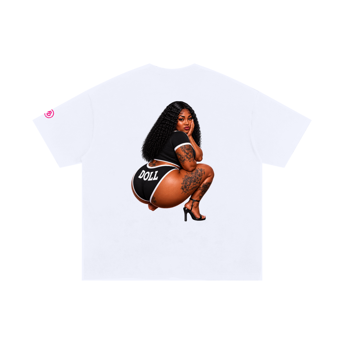 Phat doll Box logo WITH GRAPIC Oversized Cotton T-Shirt