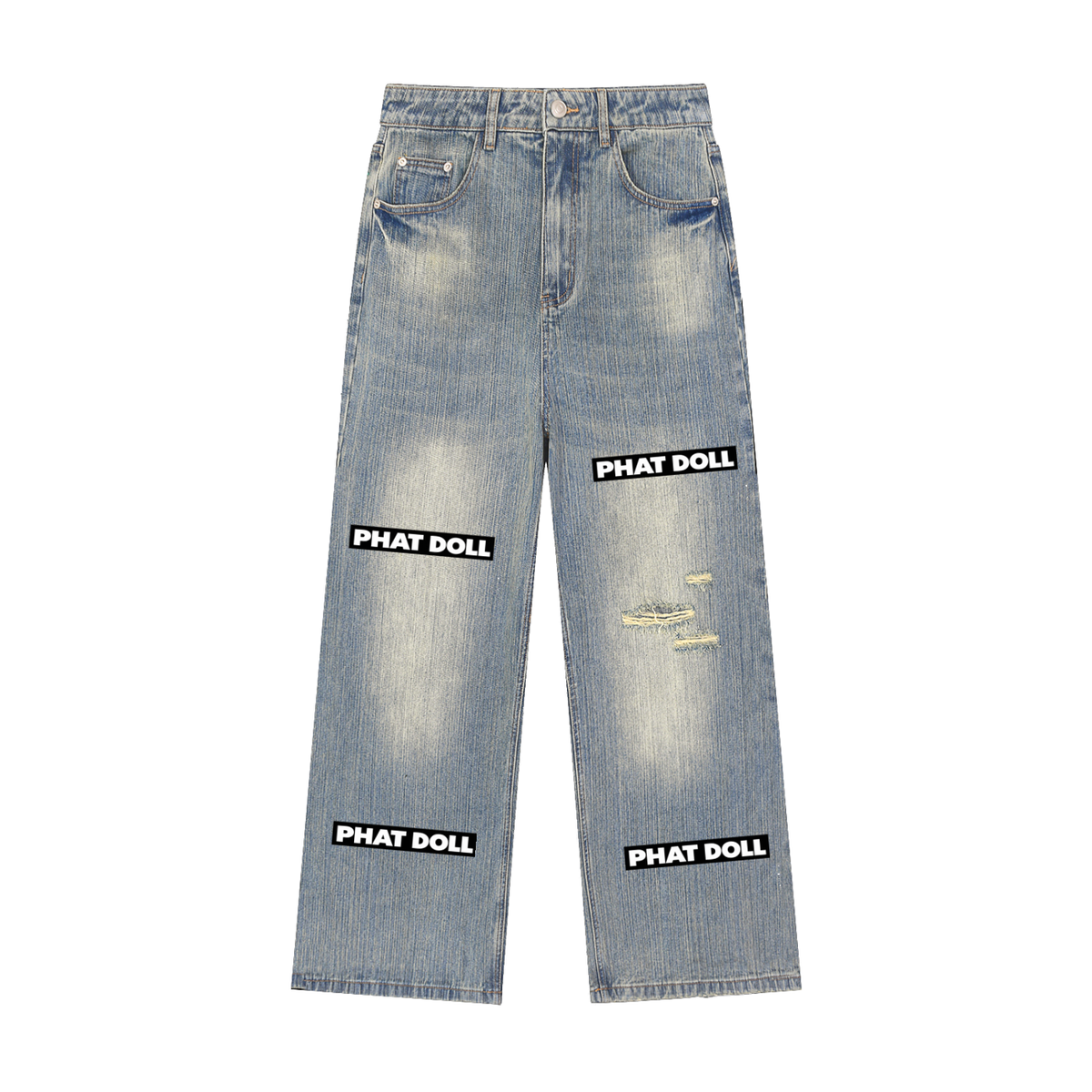 Phat Doll label Vintage Wash Distressed Denim Jeans
