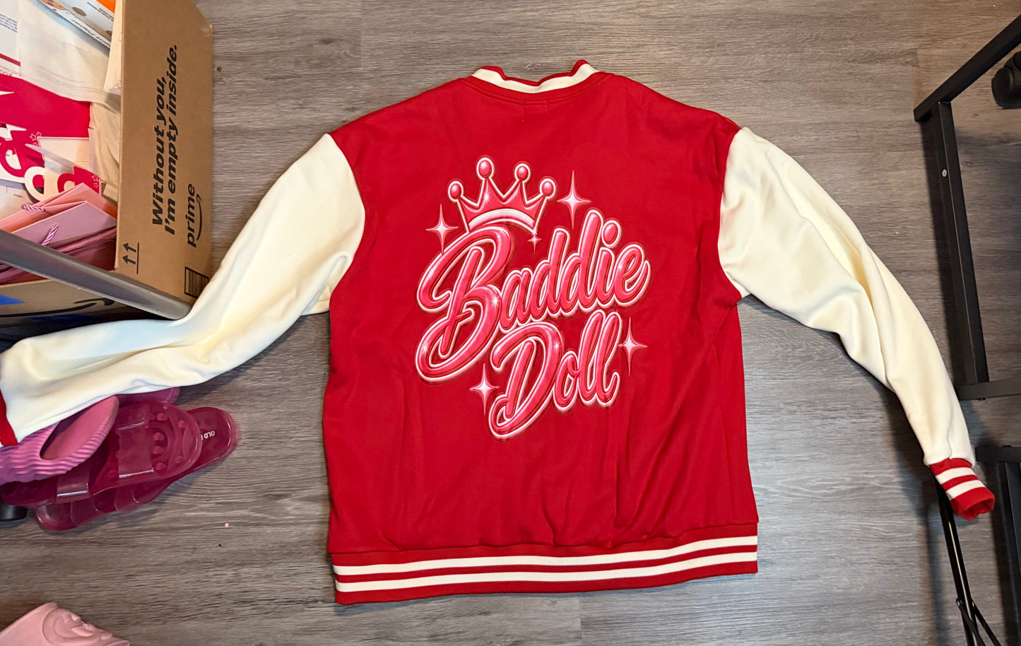 PHAT DOLL Fleeced Varsity Jacket