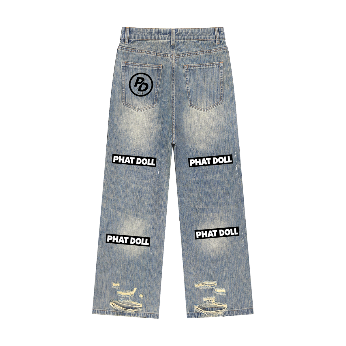 Phat Doll label Vintage Wash Distressed Denim Jeans